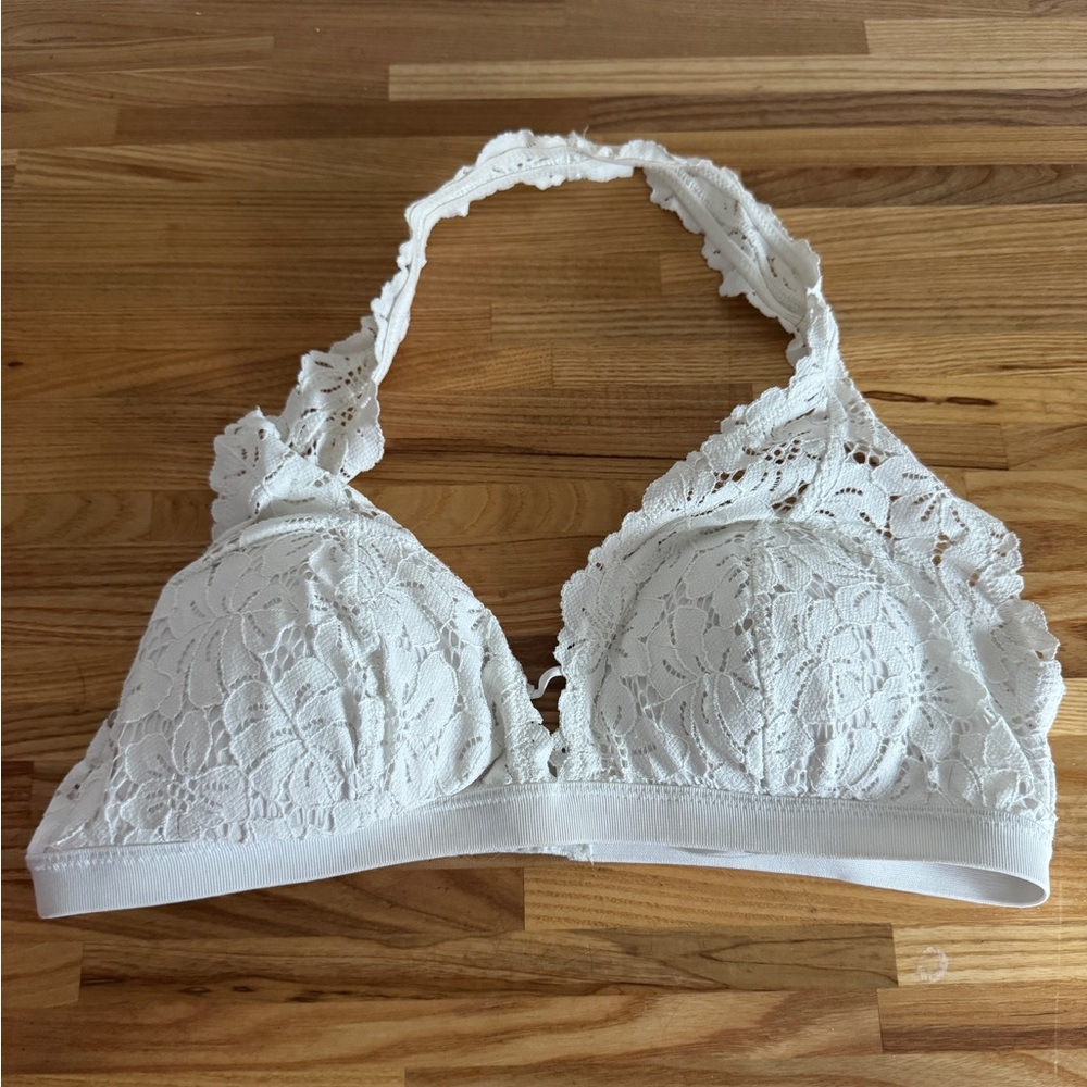 Aerie White Lace Halter Bralette